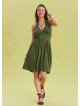 V Neck Halter Khaki Mini Dress 4545